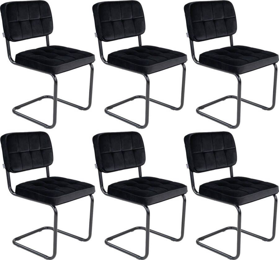 Kick Collection Kick buisframe stoel Ivy zwart set van 6