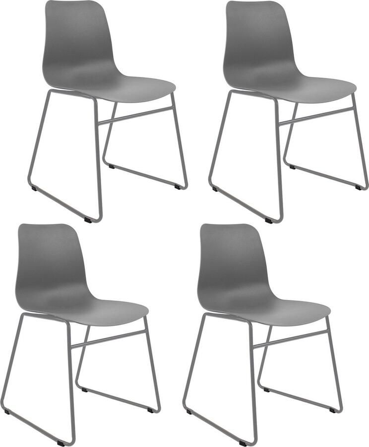 Kick Collection Set van 4 Kick eetkamerstoel Kiki grijs