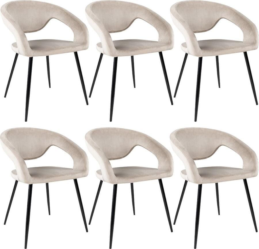 Kick Collection set van 6 Kick eetkamerstoel Lenn velvet champagne
