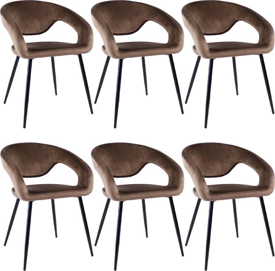 Kick Collection set van 6 Kick eetkamerstoel Lenn velvet taupe