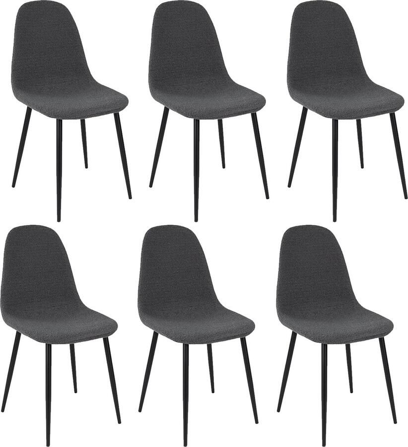 Kick Collection Set van 6 Kick eetkamerstoel Mees donkergrijs