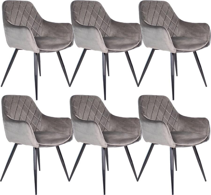 Kick Collection set van 6 Kick eetkamerstoel Monza Grijs