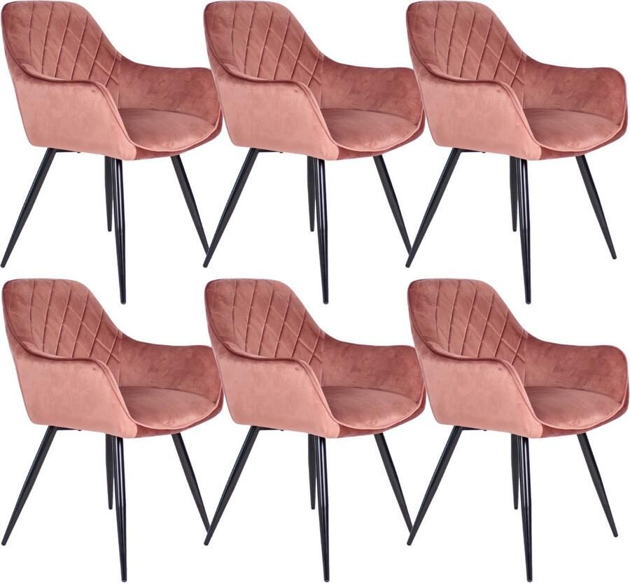 Kick Collection set van 6 Kick eetkamerstoel Monza Roze