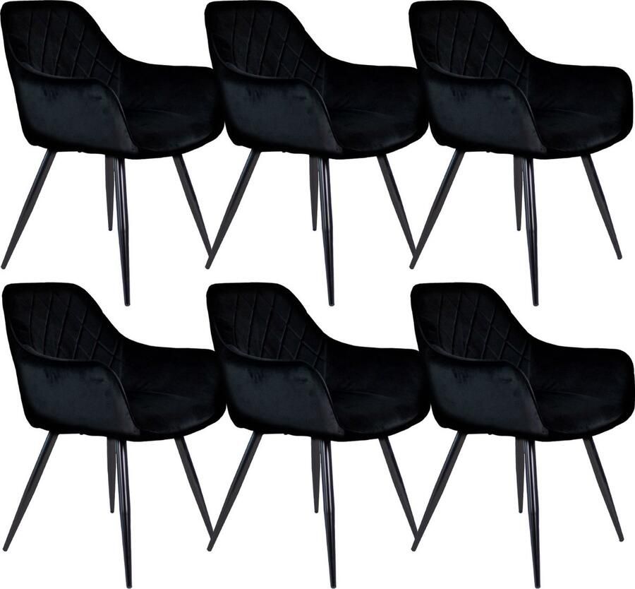 Kick Collection set van 6 Kick eetkamerstoel Monza Zwart