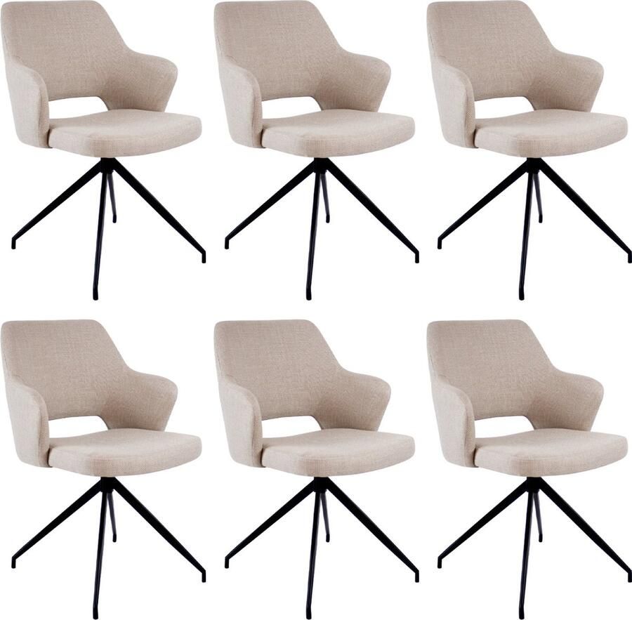 Kick Collection Set van 6 Kick eetkamerstoel Nora Beige