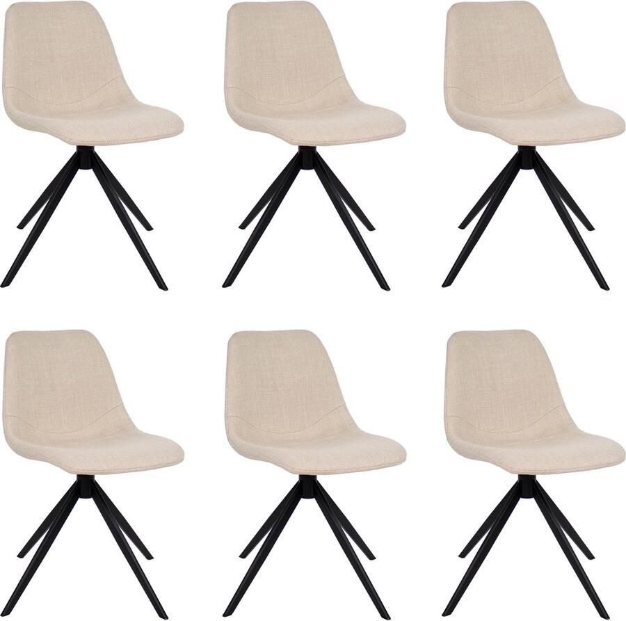 Kick Collection Set van 6 Kick eetkamerstoel Yani Beige
