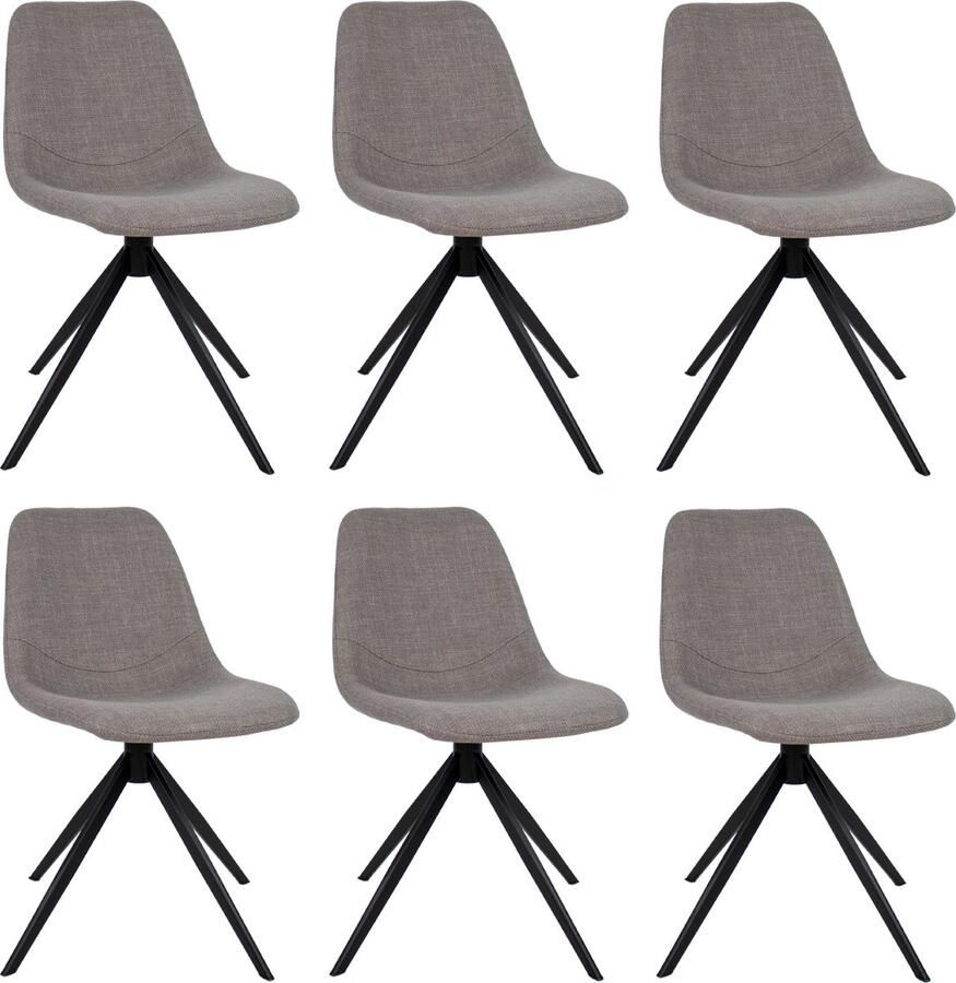 Kick Collection Set van 6 Kick eetkamerstoel Yani Grijs