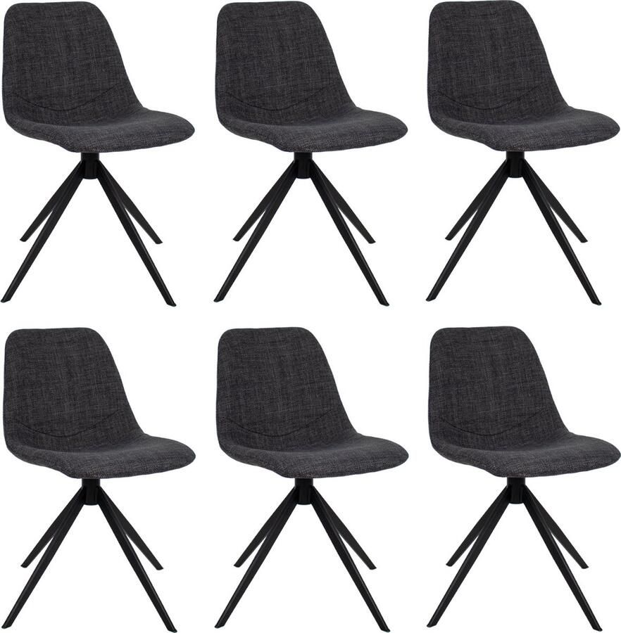 Kick Collection Set van 6 Kick eetkamerstoel Yani Zwart