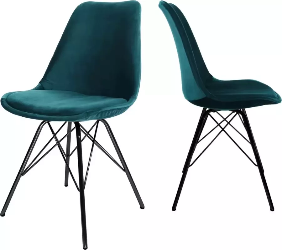 Kick Collection Kick kuipstoel Velvet Blauw zwart frame Set van 2 - Foto 2