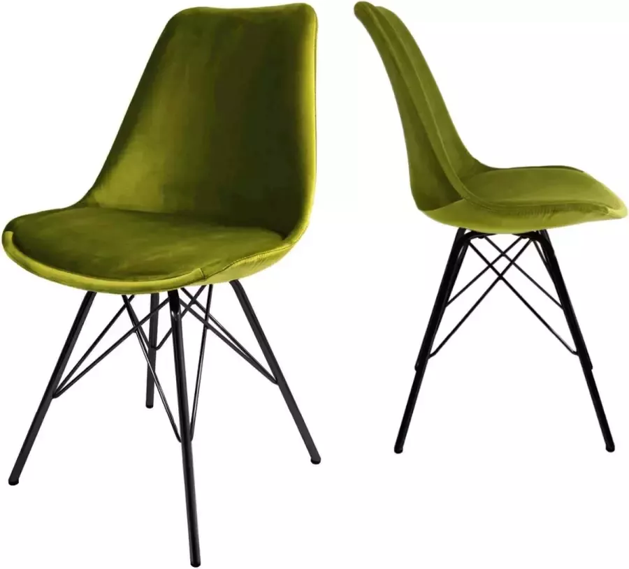 Kick Collection Kick kuipstoel Velvet Groen zwart frame Set van 2 - Foto 2