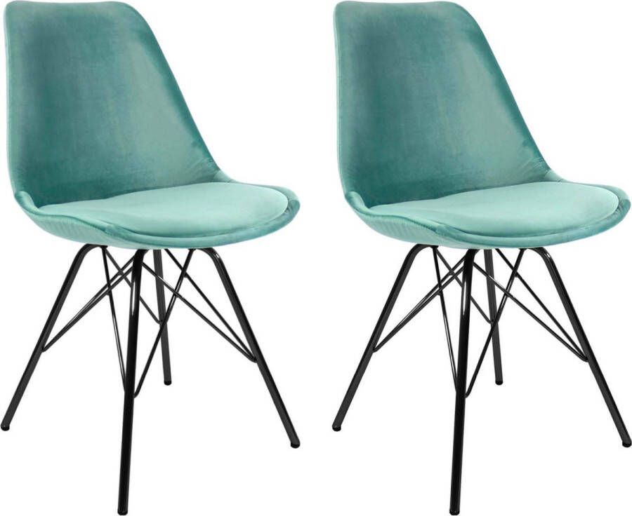 Kick Collection Kick kuipstoel Velvet mintgroen zwart frame set van 2