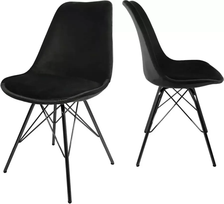 Kick Collection Kick kuipstoel Velvet Zwart frame Set van 2 - Foto 2