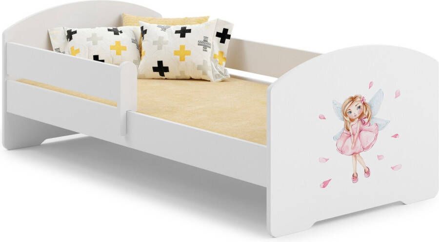 Kiddosworld Kinderbed Luk 160x80 met grafische elementen voor kinderen en een balustrade inclusief matras en onderstel - Foto 2