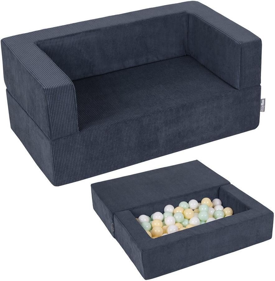 KiddyMoon Kinderbank En 100 Ballen 7Cm Voor Kinderen Zachte Schuim Sofa Licht Modulaire Sofa Veelzijdig Afneembare Hoes Perfect Om Te Spelen Leren En Ontspannen Donkerblauw: Pastel Geel Wit Mint