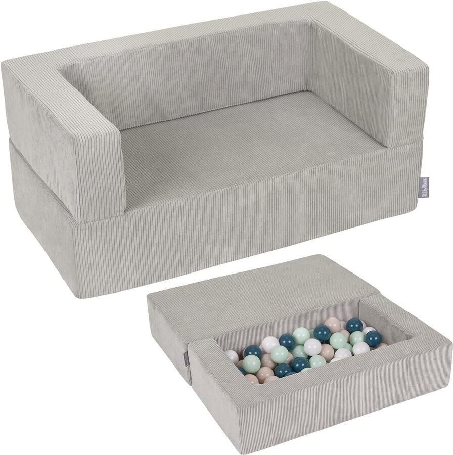 KiddyMoon Kinderbank En 100 Ballen 7Cm Voor Kinderen Zachte Schuim Sofa Licht Modulaire Sofa Veelzijdig Afneembare Hoes Perfect Om Te Spelen Leren En Ontspannen Licht Grijs: Donker Turquoise Pastel Beige Wit Mint