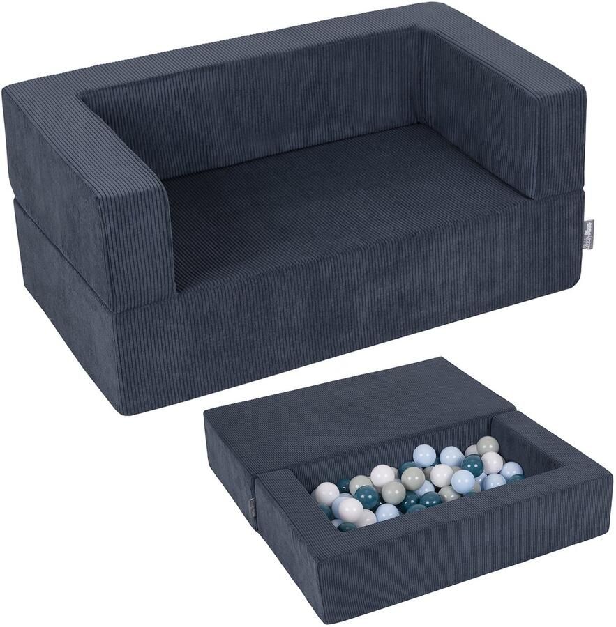 KiddyMoon Kinderbank En 100 Ballen 7Cm Voor Kinderen Zachte Schuim Sofa Licht Modulaire Sofa Veelzijdig Afneembare Hoes Perfect Om Te Spelen Leren En Ontspannen Donkerblauw: Donker Turquoise Groen Grijs Pastelblauw Wit