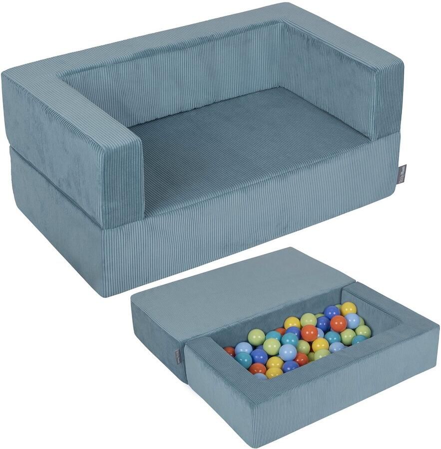 KiddyMoon Kinderbank En 100 Ballen 7Cm Voor Kinderen Zachte Schuimbank Lichte Modulaire Bank Veelzijdig Afneembare Hoes Perfect Om Te Spelen Leren En Ontspannen Blauw: Lichtgroen Oranje Turquoise Blauw Babyblauw Geel