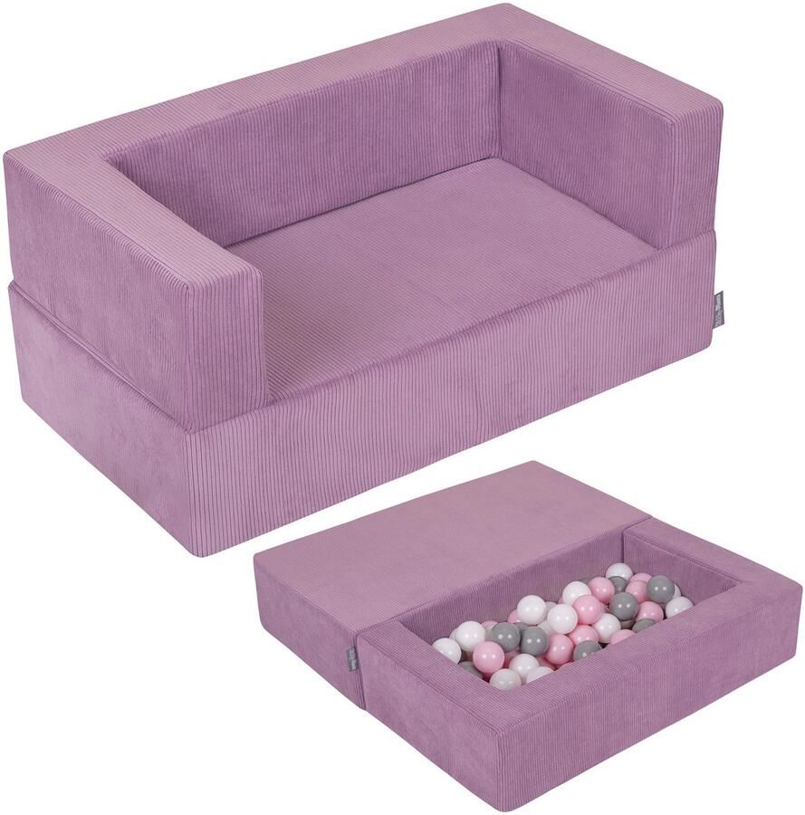 KiddyMoon Kinderbank En 100 Ballen 7Cm Voor Kinderen Zachte Schuimstof Sofa Licht Modulaire Sofa Veelzijdig Afneembare Hoes Perfect Om Te Spelen Leren En Ontspannen Paars
