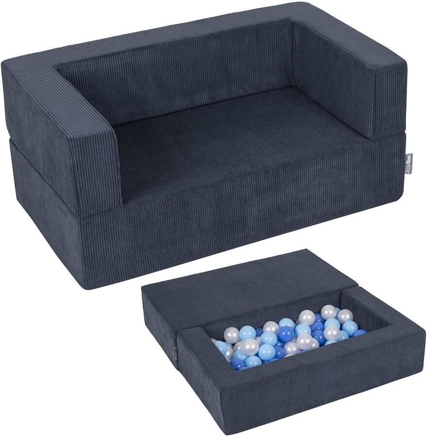 KiddyMoon Kinderbank En 100 Ballen 7Cm Voor Kinderen Zachte Schuimstof Sofa Licht Modulaire Sofa Veelzijdig Afneembare Hoes Perfect Om Te Spelen Leren En Ontspannen Donkerblauw: Babyblauw Blauw Parelmoer