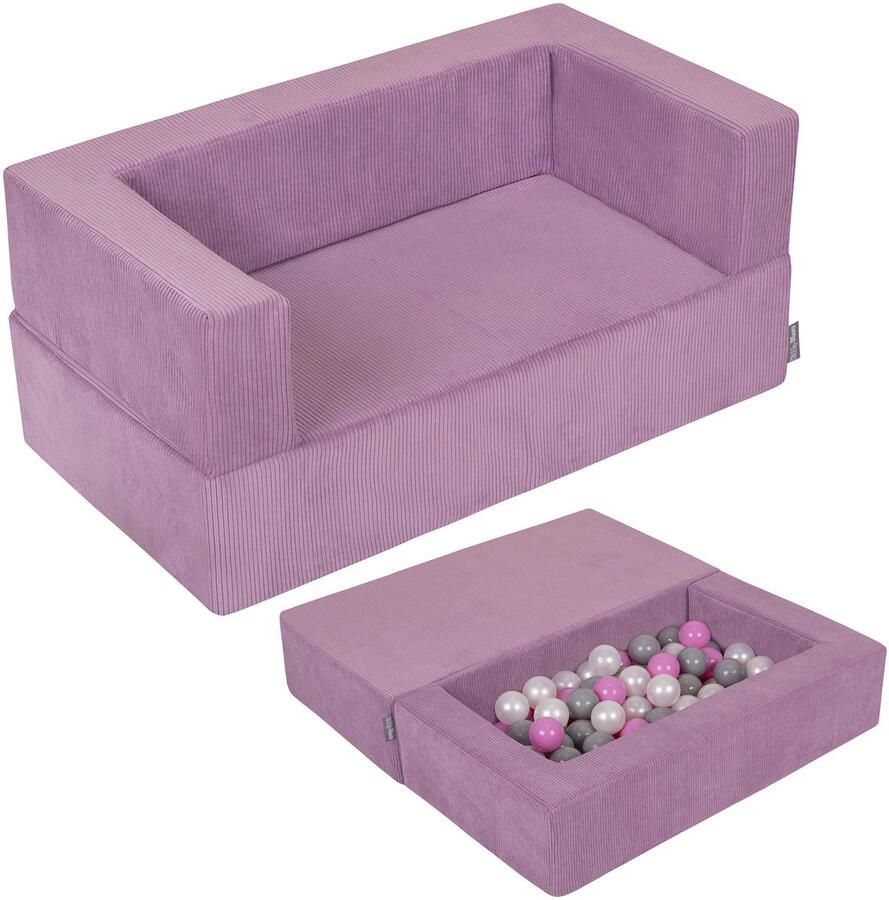 KiddyMoon Kinderbank En 100 Ballen 7Cm Voor Kinderen Zachte Schuimstof Sofa Licht Modulaire Sofa Veelzijdig Afneembare Hoes Perfect Om Te Spelen Leren En Ontspannen Paars