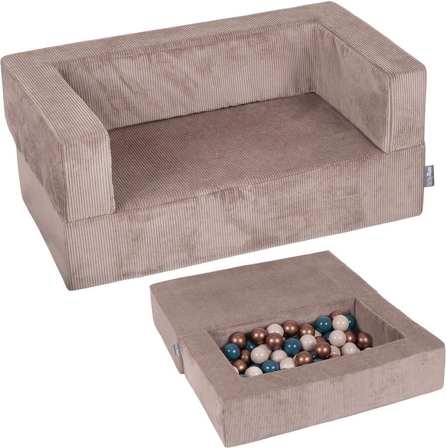 KiddyMoon Kinderbank En 100 Ballen 7Cm Voor Kinderen Zachte Schuimstof Sofa Licht Modulaire Sofa Veelzijdig Afneembare Hoes Perfect Om Te Spelen Leren En Ontspannen Donker Beige: Donker Turquoise Pastel Beige Koperrood