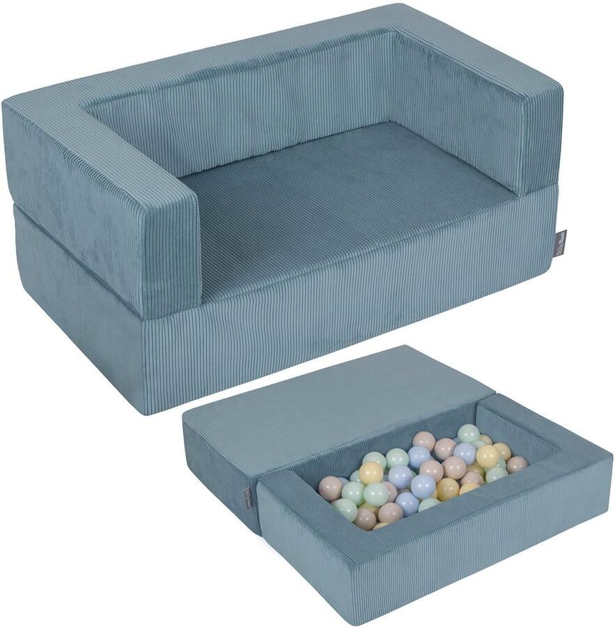 KiddyMoon Kinderbank En 100 Ballen 7Cm Voor Kinderen Zachte Schuimstof Sofa Licht Modulaire Sofa Veelzijdig Afneembare Hoes Perfect Om Te Spelen Leren En Ontspannen Blauw: Pastel Beige Pastelblauw Pastelgeel Mint