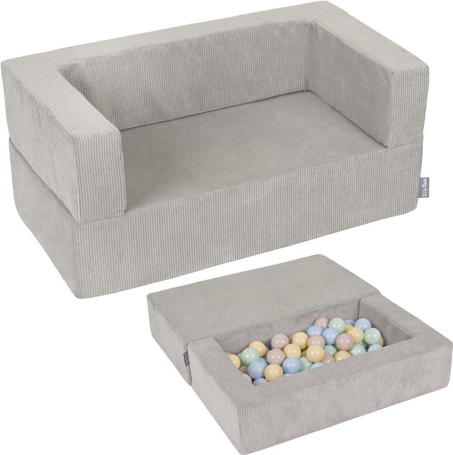 KiddyMoon Kinderbank En 100 Ballen 7Cm Voor Kinderen Zachte Schuimstof Sofa Licht Modulaire Sofa Veelzijdig Afneembare Hoes Perfect Om Te Spelen Leren En Ontspannen Licht Grijs: Pastel Beige Pastelblauw Pastelgeel Mint