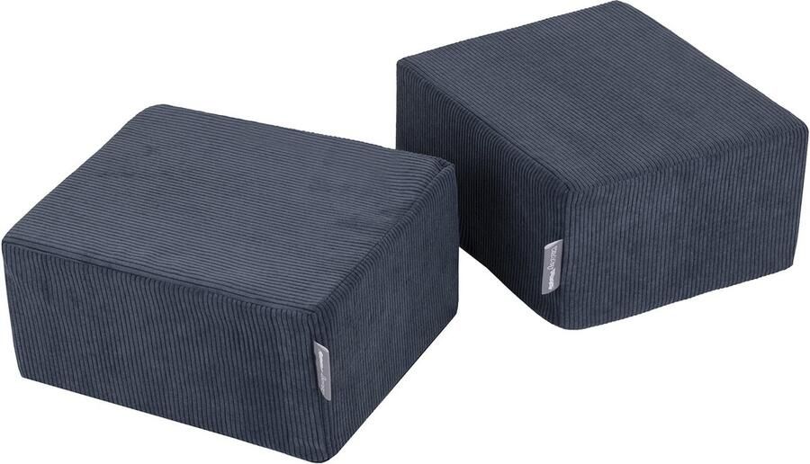 KiddyMoon Set van Twee Zachte Poefs Voor Kinderen Lichtgewicht En Veelzijdig Zitkussen Geribbelde Stof Afneembare Hoes Perfect Om Te Spelen En Te Ontspannen Donkerblauw