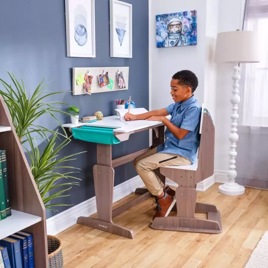 KidKraft Grow Together™ Pocket Adjustable Desk and Chair Gray Ash
