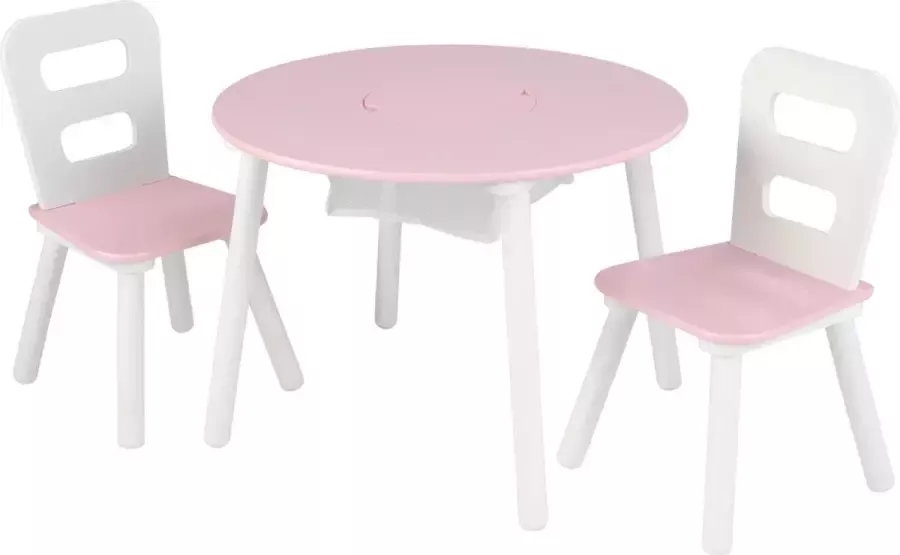 KidKraft Kinderopbergtafel en stoelen set roze massief hout 26165 - Foto 1
