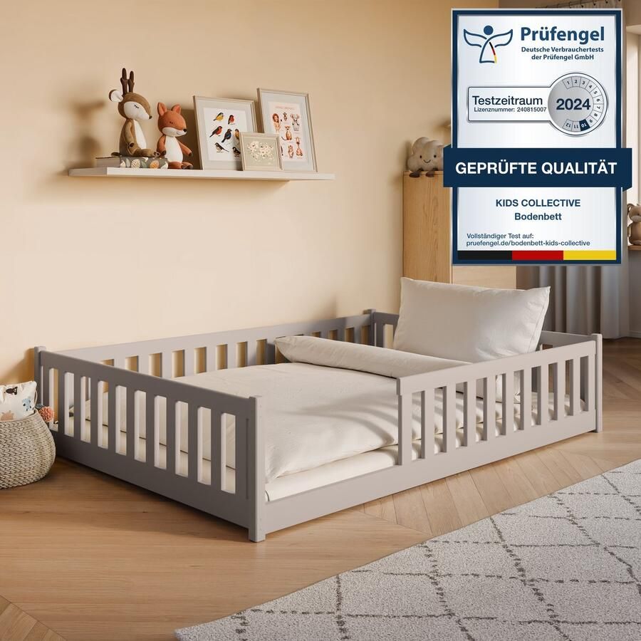 Kids Collective Kinderbed Bodembed 140x200 cm met uitvalbescherming & lattenbodem Montessoribed Kinderbed Kinderjeugdbed Eenpersoonsbed optioneel met matras Kasjmier andere maten 80x160 90x200 120x200 cm - Foto 2