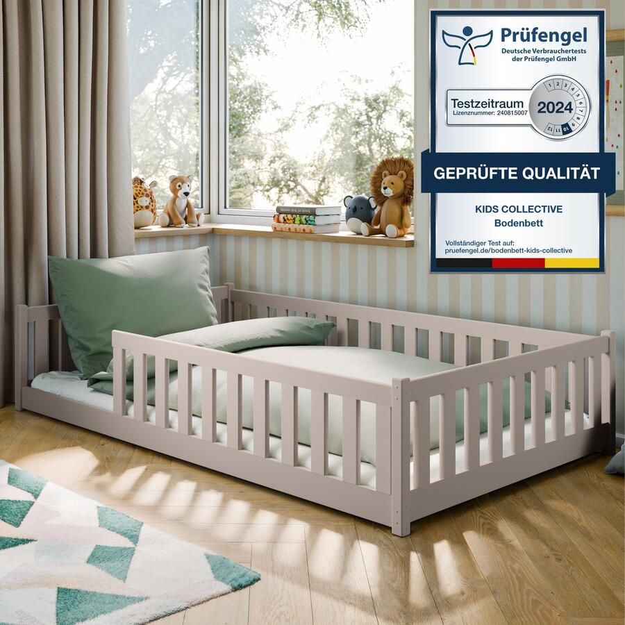 Kids Collective Kinderbed Vloerbed 120x200 cm met uitvalbescherming & lattenbodem Montessoribed Kinderbed Kinderjeugdbed Eenpersoonsbed optioneel met matras Kasjmier andere maten 80x160 90x200 140x200 cm