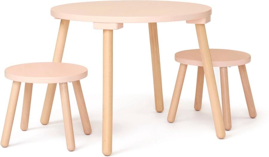 Kids Concept Kid's Concept kindertafel met twee krukjes hout roze