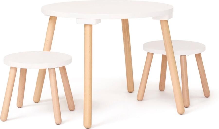 Kids Concept Kid's Concept kindertafel met twee krukjes hout wit