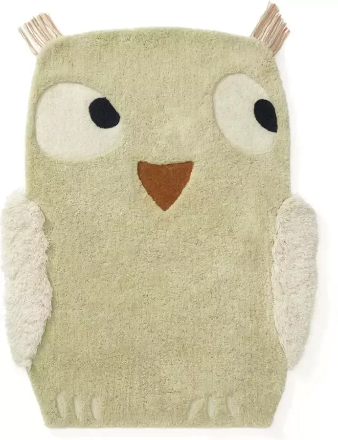 Kids Concept Kid's Concept Vloerkleed 90 cm x 120 cm Uil Edvin Groen