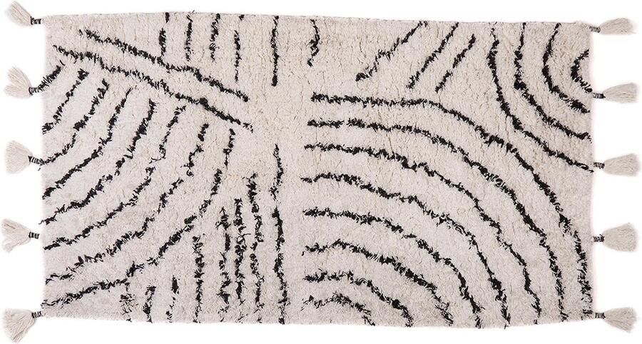 Kids Depot KidsDepot Berber Vloerkleed Wit Zwart 80 x 150 cm