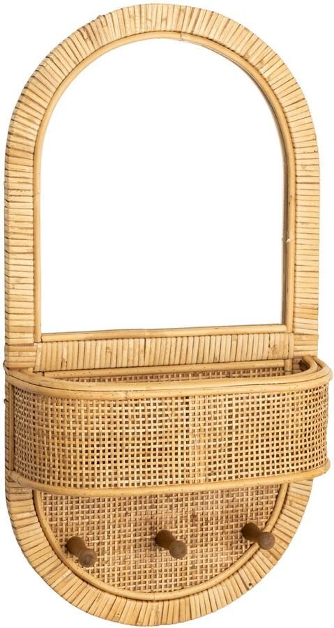 Kids Depot Kidsdepot rotan wandrek met spiegel Kapstokken rotan 32 centimeter x 10 centimeter x 60 centimeter