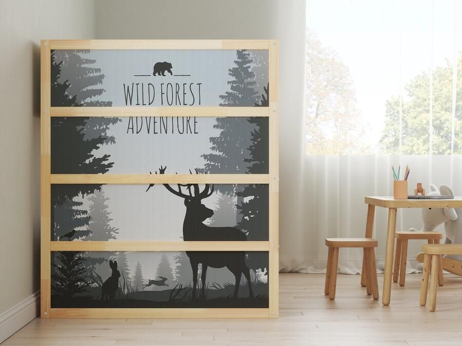 Kids-ware Lifestyle Sticker Ikea Kura Bed Laag 4x kort 1x lang Ikea Kura Stickers Forest Adventure Stickers voor je bed