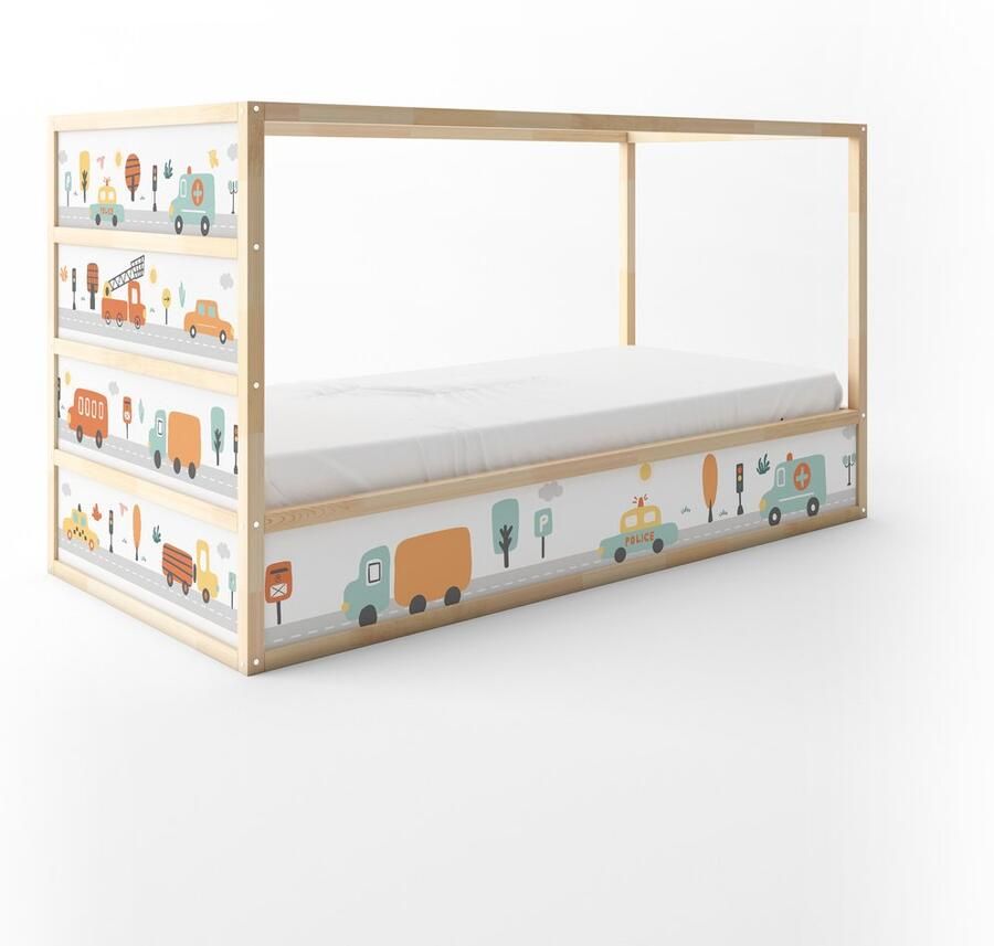 Kids-ware Lifestyle Sticker Ikea Kura Bed Little Town Laag 4x kort 1x lang Ikea Kura Stickers voor je bed