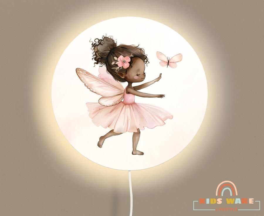 Kids-ware Lifestyle Wandlamp Rond Fairy Garden Kinderkamer verlichting Elfje 1 ø 30 cm Wandlamp Verlichting Elfjes thema Kinderkamer wandlamp Babykamer wandlamp Fairy's