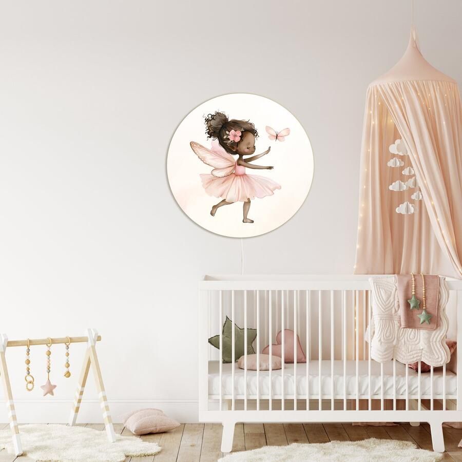 Kids-ware Lifestyle Wandlamp Rond Fairy Garden Kinderkamer verlichting Elfje 1 ø 40 cm Wandlamp Verlichting Elfjes thema Kinderkamer wandlamp Babykamer wandlamp Fairy's