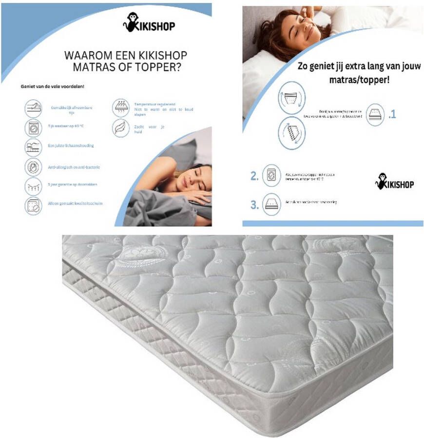Kikishop 140x200 cm -3D-Het gelschuim-8 CM Dik Topdekmatras CertiPUR Gecertificeerd Medium Hardheid Inclusief Wasbare Hoes