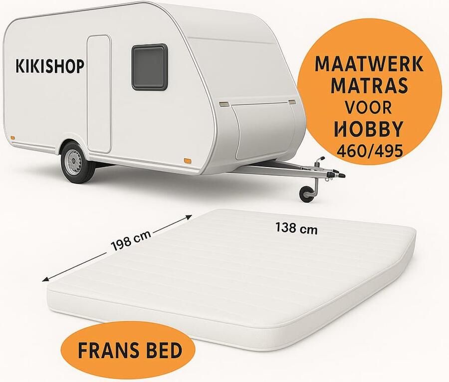 Kikishop Matras Fransbed MAATWERK Hobby Caravan 460 495 Koudschuim circa 14 cm