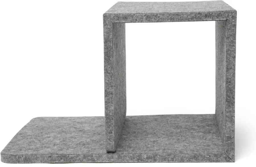 Kikkerland Bedside Cube – Opberger voor je bed Woonaccessoires – Vilt – Grijs