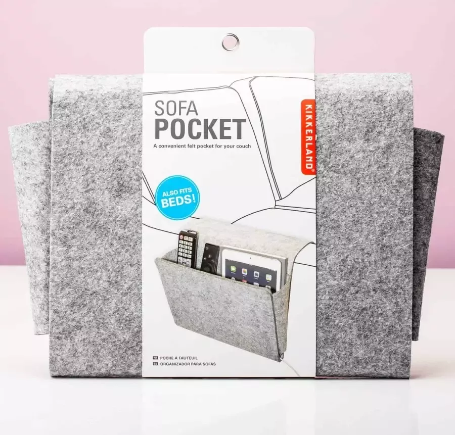 Kikkerland Sofa Pocket Voor Bank Opbergzak voor je Bank Woonaccessoire – Vilt – Grijs Moederdag cadeau