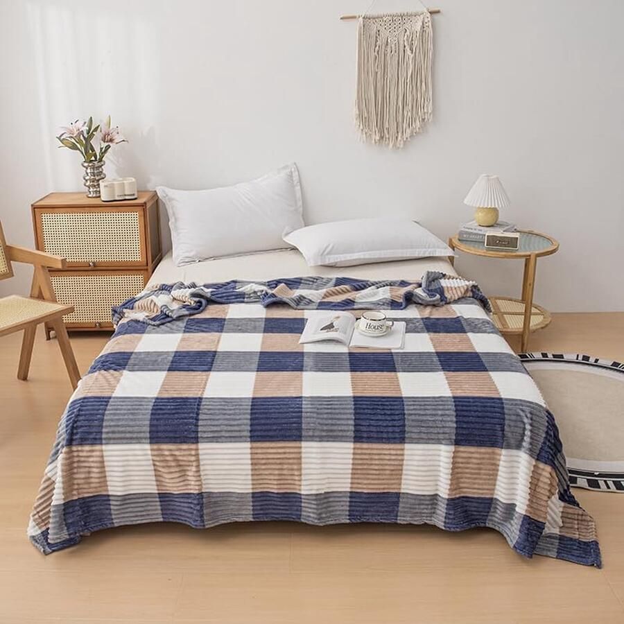 Kilkuran Warme en Stijlvolle Omkeerbare Microvezeldeken voor Woonkamer en Bank 220 x 200 cm