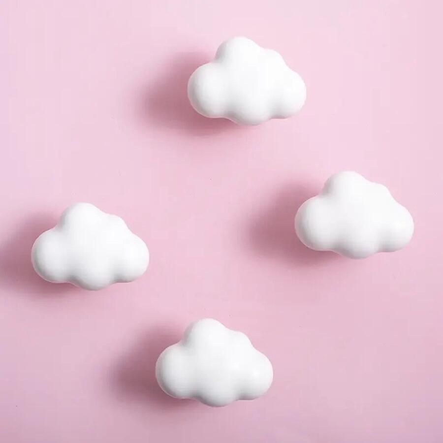 KimDo Wandhaken wolkjes 2 stuks Wit Wolk Wandhaakje Ophanghaak Deurknop Kastknop Lade knoppen Meubelgreep Handvaten Kast Lade Babykamer Kinderkamer