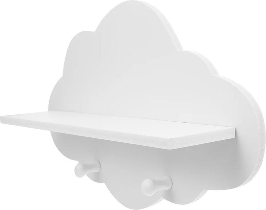 KimDo Wolken Wandplank 1 stuks Hout Wit Kinderkamer Babykamer Boekenplank Wantrek Ophanghaak Kapstok Plank