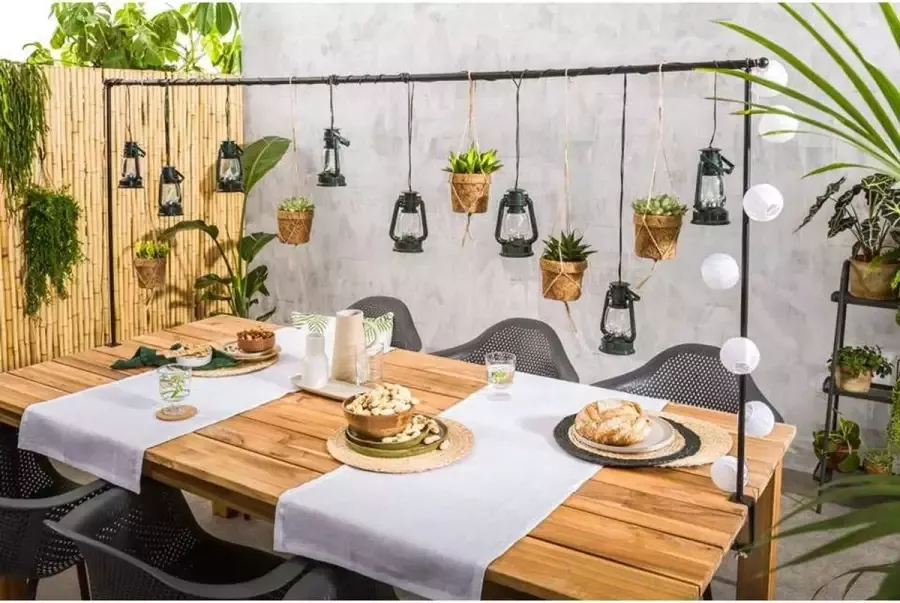 Tafel decoratiestang zwart 130 250 cm Decoratie Tuin decoratieframe Tafelrek Tafelklem Verstelbaar Buiten - Foto 2