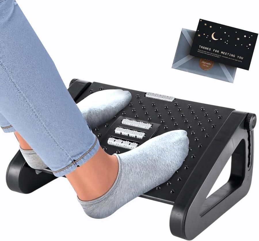 KIMIGO Voetenbank Verstelbare Voetenbank voor Bureau 6 Hoogte Verstelbare Voetenbank Ergonomische Antislip Voetenbank met Massageoppervlak voor Kantoor en Thuis